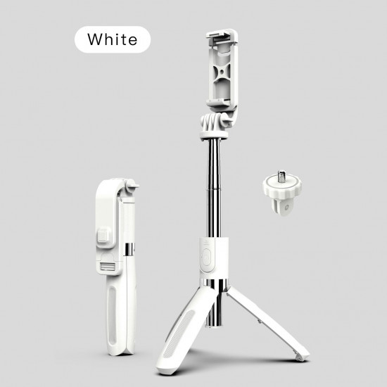 Heavy Duty 3-in-1 Aluminum Wireless Bluetooth Extendable Selfie Stick with Tripod Stand - Perfect for All Smartphone Models (White)