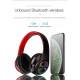 LED Bluetooth Wireless Foldable Headset with Mic, LED Light for Universal Devices - Adults, Kids, Work, Home, School (Red)