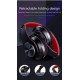 LED Bluetooth Wireless Foldable Headset with Mic, LED Light for Universal Devices - Adults, Kids, Work, Home, School (BlackRed)