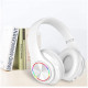 LED Bluetooth Wireless Foldable Headset with Mic, LED Light for Universal Devices - Adults, Kids, Work, Home, School (White)