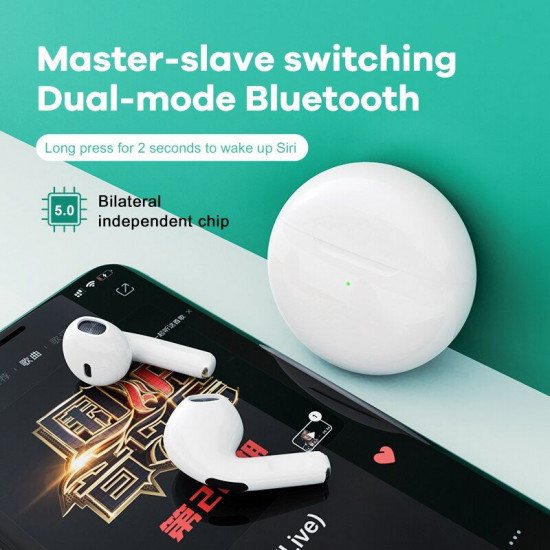 TWS Mini True Wireless Earbuds P63, Touch Control Bluetooth Headset, Built-in Mic, 3D Heavy Bass, Bluetooth 5.0, Perfect for All Activities (White)