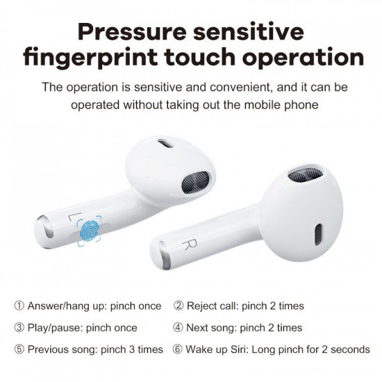 TWS Mini True Wireless Earbuds P63, Touch Control Bluetooth Headset, Built-in Mic, 3D Heavy Bass, Bluetooth 5.0, Perfect for All Activities (White)