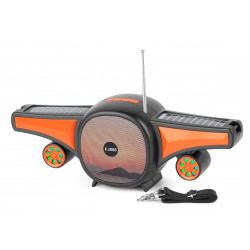 Cool Jet Airplane Portable Stereo Bluetooth Speaker with Solar Panel FJ866 | Universal Compatibility | Wireless | SD Card Slot | FM Radio (Orange)