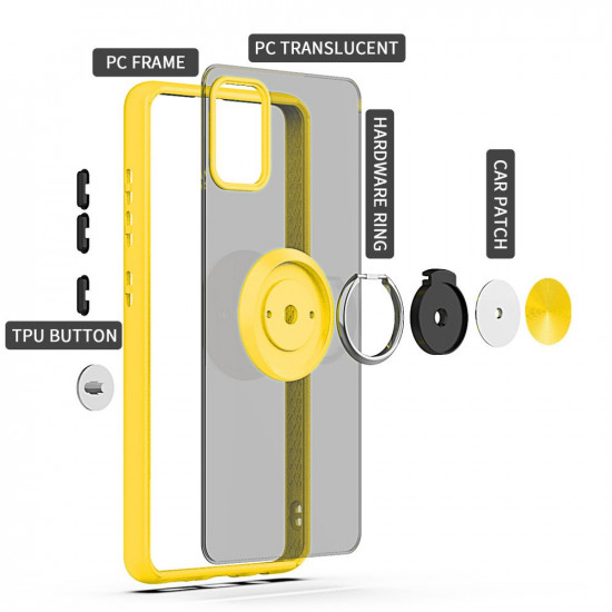 Tuff Slim Armor Hybrid Ring Stand Case for Samsung Galaxy A02S (Yellow)