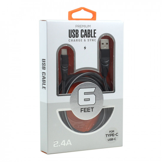 IP 2.4A Lightning Braided Cloth Durable 6FT USB Cable - High-Speed Sync & Charge for IOS Devices, Strong & Reliable (Black)