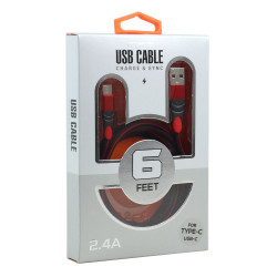 Micro V8V9 2.4A Braided Cloth USB Cable, 6FT - Durable, Fast Charge & Sync for Various Mobile Device (Red)