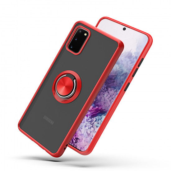 Tuff Slim Armor Hybrid Ring Stand Case for Samsung Galaxy A21 (Red)