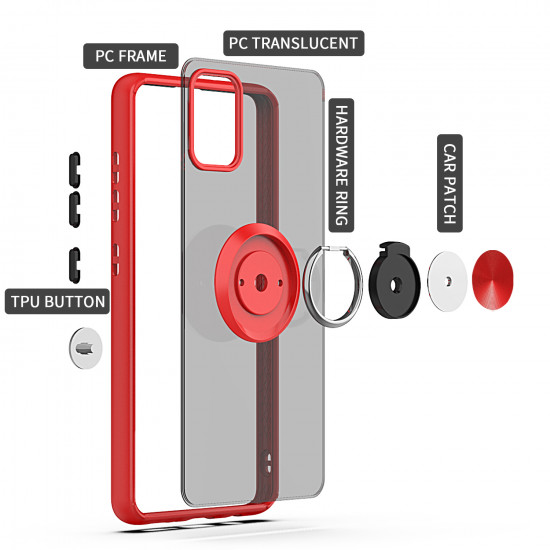 Tuff Slim Armor Hybrid Ring Stand Case for Samsung Galaxy A21 (Red)