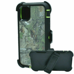 Premium Camo Heavy Duty Rugged Case w/ Clip for iPhone 15 Pro - Shockproof, Anti-Scratch, Accessible Controls - TPU Hybrid Design (Tree Green)