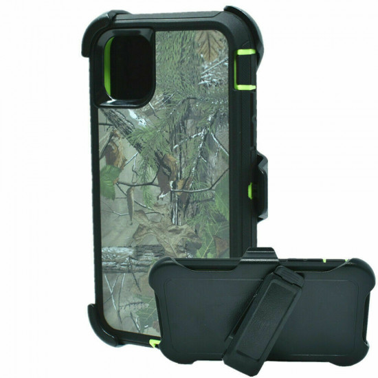 Premium Camo Heavy Duty Case with Clip for Apple iPhone 13 Pro Max (6.7) (Tree Green)
