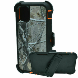 Premium Camo Heavy Duty Rugged Case w/ Clip for iPhone 15 Pro - Shockproof, Anti-Scratch, Accessible Controls - TPU Hybrid Design (Tree Orange)