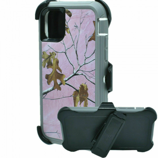 Premium Camo Heavy Duty Case with Clip for Apple iPhone 14 Plus 6.7 (Tree Pink)