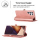 Premium PU Leather Folio Wallet Front Cover Case with Card Holder Slots and Wrist Strap for Samsung Galaxy S23 Ultra 5G (Rose Gold)