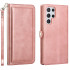 Premium PU Leather Folio Wallet Front Cover Case with Card Holder Slots and Wrist Strap for Samsung Galaxy S23 Ultra 5G (Rose Gold)