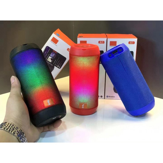 LED Color Light Wireless Bluetooth Portable Speaker, SD & USB Slot, FM Radio, Durable Shell, Universal Compatibility (Blue)