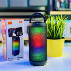 LED Color Light Wireless Bluetooth Portable Speaker, SD & USB Slot, FM Radio, Durable Shell, Universal Compatibility (Black)