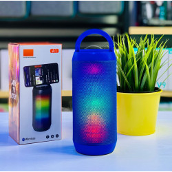 LED Color Light Wireless Bluetooth Portable Speaker, SD & USB Slot, FM Radio, Durable Shell, Universal Compatibility (Blue)