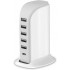 6-Port Fast Charging Station, 40W Power, Type-C Output, Universal Compatibility, Matte Finish, Compact Design for Multiple Devices (White)