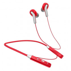 Neck Hanging Stereo Bluetooth AKZR13 Wireless Sport Earphones, Universal Compatibility, HiFi Sound, Bluetooth 5.0, Wired & Wireless, Foldable Design (Red)