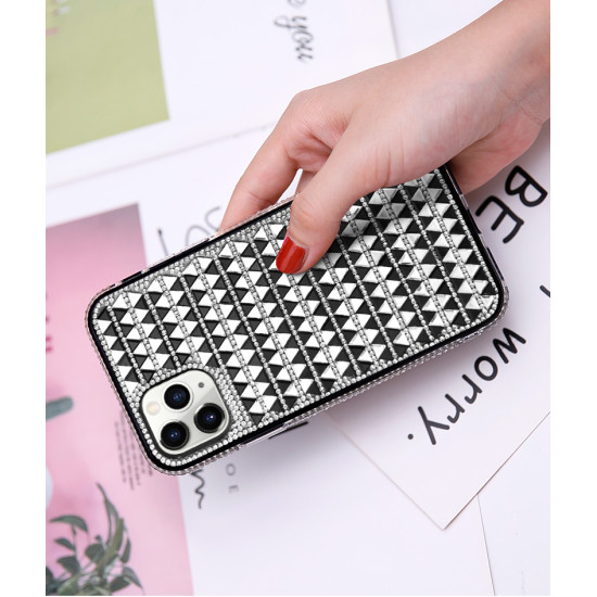 Diamond Gradient Bling Glitter Shiny Rhinestone Case for Apple iPhone 13 Pro Max (6.7) (Silver)