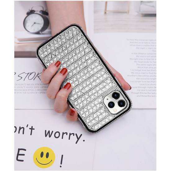 Diamond Gradient Bling Glitter Shiny Rhinestone Case for Apple iPhone 12 / 12 Pro 6.1 (Silver)