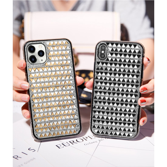 Diamond Gradient Bling Glitter Shiny Rhinestone Case for Apple iPhone 12 Pro Max 6.7 (Gold)