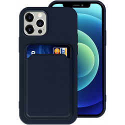 Slim TPU Soft Card Slot Holder Sleeve Case Cover for Apple iPhone 12 Pro Max (Navy Blue)