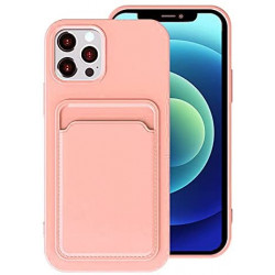 Slim TPU Soft Card Slot Holder Sleeve Case Cover for Apple iPhone 12 Pro Max (Pink)