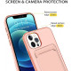 Slim TPU Soft Card Slot Holder Sleeve Case Cover for Apple iPhone 12 / 12 Pro 6.1 (Pink)