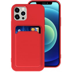 Slim TPU Soft Card Slot Holder Sleeve Case Cover for Apple iPhone 12 Pro Max (Red)