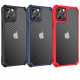 Super Armor Carbon Fiber Design Hybrid Case for Apple iPhone 12 / 12 Pro 6.1 (Red)