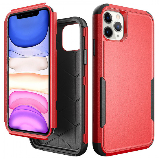Heavy Duty Strong Armor Hybrid Case Cover for Apple iPhone 12 Pro Max 6.7 (Red)