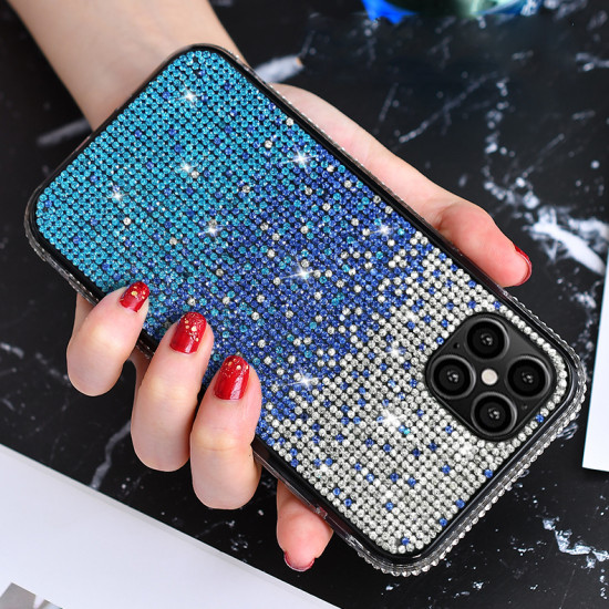 Rhinestone Gradient Bling Glitter Sparkle Diamond Crystal Case for Apple iPhone 12 / 12 Pro 6.1 (Hot Pink)