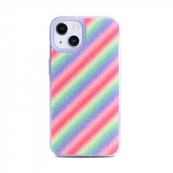 Shiny Glitter Design Armor Hybrid Protective Case for Apple iPhone 13 [6.1] (Purple)