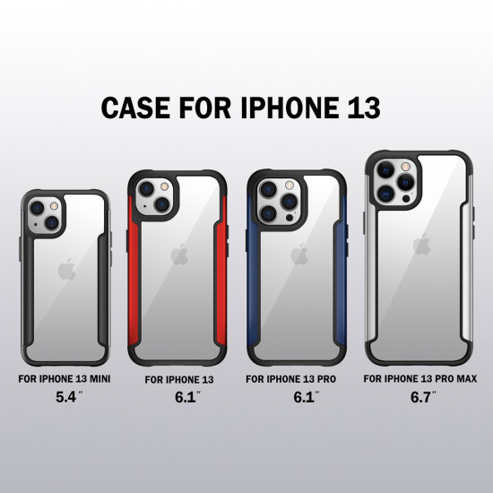 Clear Iron Armor Hybrid Chrome Case for Apple iPhone 13 (6.1) (Navy Blue)