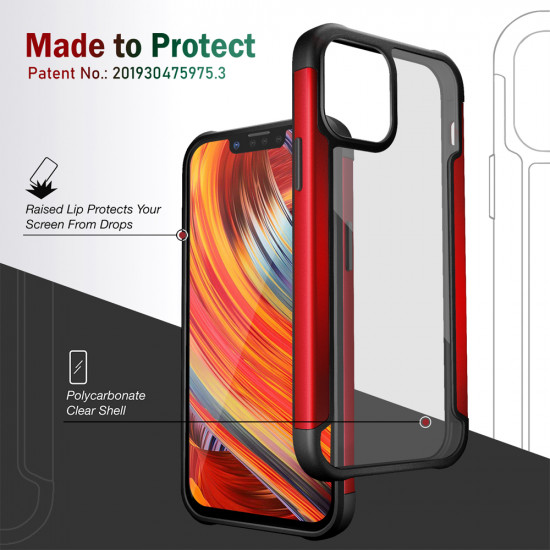 Clear Iron Armor Hybrid Chrome Case for Apple iPhone 13 Pro Max (6.7) (Red)