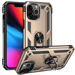 Tech Armor Ring Stand Grip Case with Metal Plate for Apple iPhone 13 Pro Max (6.7) (Gold)