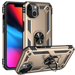 Tech Armor Ring Stand Grip Case with Metal Plate for Apple iPhone 13 (6.1) (Gold)