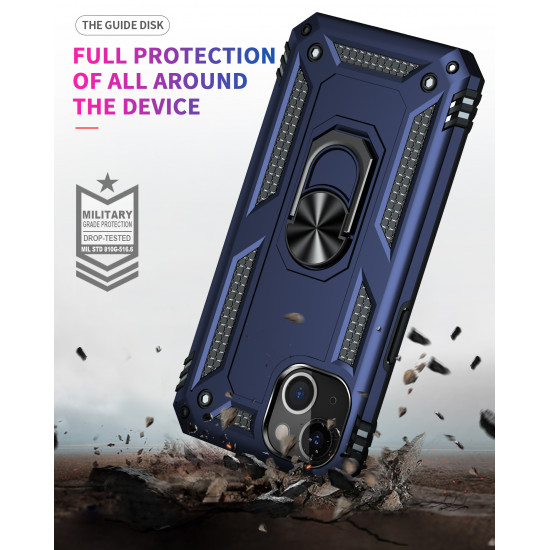 Tech Armor Ring Stand Grip Case with Metal Plate for Apple iPhone 13 Mini (5.4) (Navy Blue)