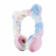 Cute Teddy Bear Ear Fluffy Plush Bluetooth 5.0 Headset with Built-in Mic, AUX, SD Card Slot, FM Radio, Foldable Design for All Bluetooth Devices (Rainbow)