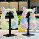 Cute Cartoon Ear Fluffy Plush Girly Bluetooth Wireless Headphone with Built-in Mic, SD Card Slot, FM Radio - Universal Compatibility (Rainbow-Blue)