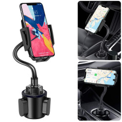 Universal Car Cup Holder Phone Mount, Adjustable Gooseneck, C050 Automobile Cell Phone Holder, Durable Plastic (Black)