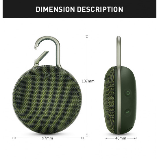 Clip3Max Portable Bluetooth Speaker: Powerful Sound, SD/USB Slots, FM Radio, Durable Shell, for Travel and Outdoors (Camo)
