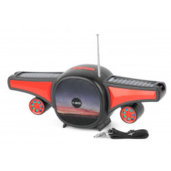 Cool Jet Airplane Portable Stereo Bluetooth Speaker with Solar Panel FJ866 | Universal Compatibility | Wireless | SD Card Slot | FM Radio (Red)