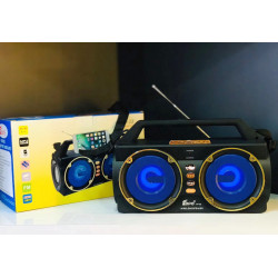 Retro DJ Portable Bluetooth Speaker with LED, USB, SD Card Slot, FM Radio, Durable Shell, Universal Compatibility, High Sound Quality, FP33 (Blue)
