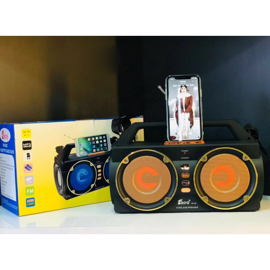 Retro DJ Portable Bluetooth Speaker with LED, USB, SD Card Slot, FM Radio, Durable Shell, Universal Compatibility, High Sound Quality, FP33 (Yellow)