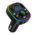 LED Bluetooth Car FM Transmitter, Dual Quick Charge USB Ports, Wireless Audio Adapter, Hands-free Calls, Hi-Fi Music, Universal Compatibility (Black)