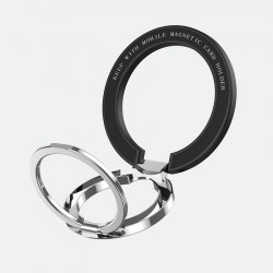 360° Rotating Magnetic Magsafe Phone Ring Holder - Foldable, Adjustable Kickstand, Universal Compatibility, Durable Zinc Alloy Design (Black)