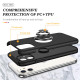 Glossy Dual Layer Armor Hybrid Stand Metal Plate Flat Ring Case for Apple iPhone 11 [6.1] (Black)