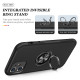 Glossy Dual Layer Armor Hybrid Stand Metal Plate Flat Ring Case for Apple iPhone 11 [6.1] (Black)